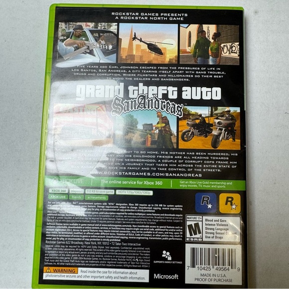 Grand Theft Auto: San Andreas - Platinum Hits (Xbox 360, 2015) Online manual - Picture 2 of 5